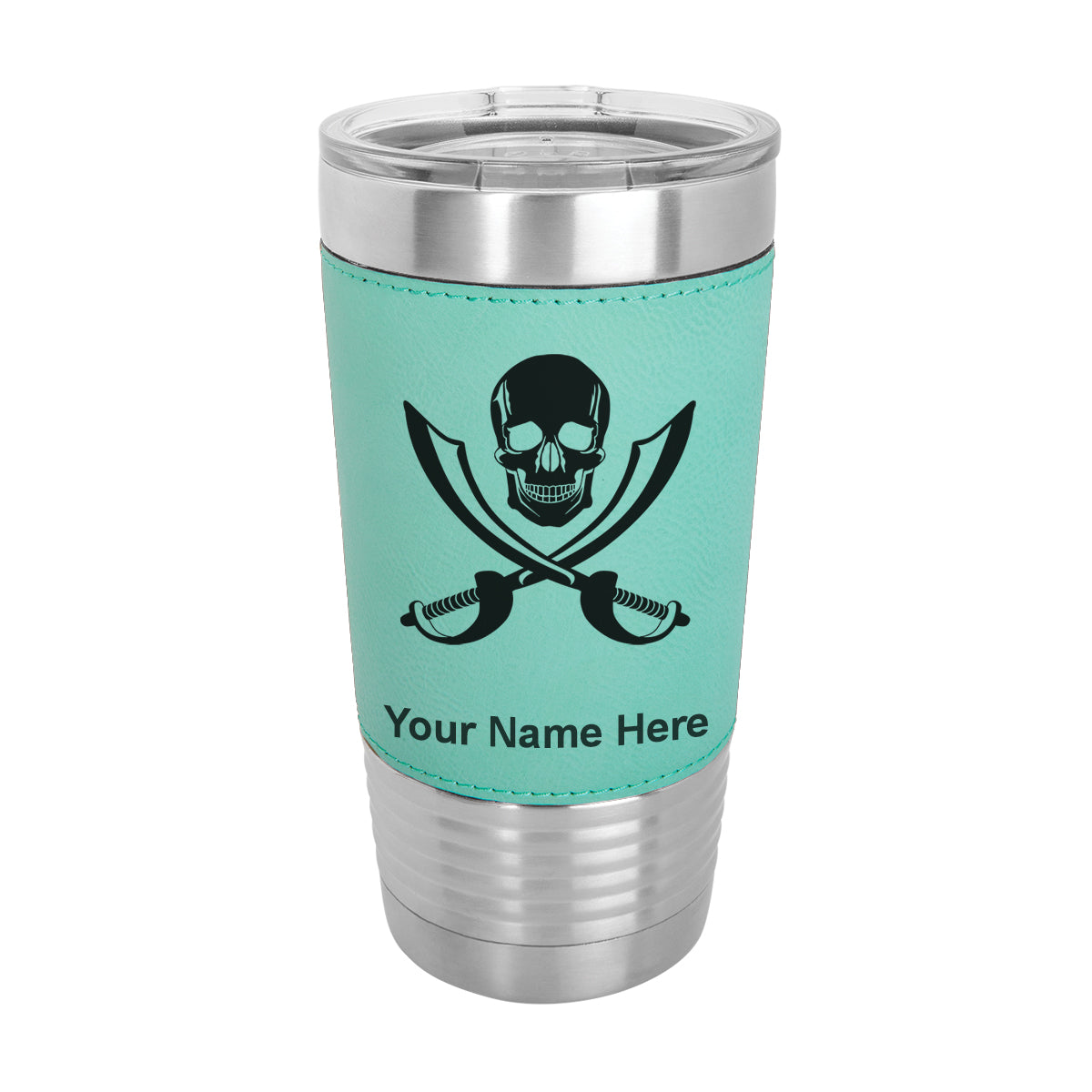 20oz Faux Leather Tumbler Mug, Jolly Roger, Personalized Engraving Included - LaserGram Custom Engraved Gifts