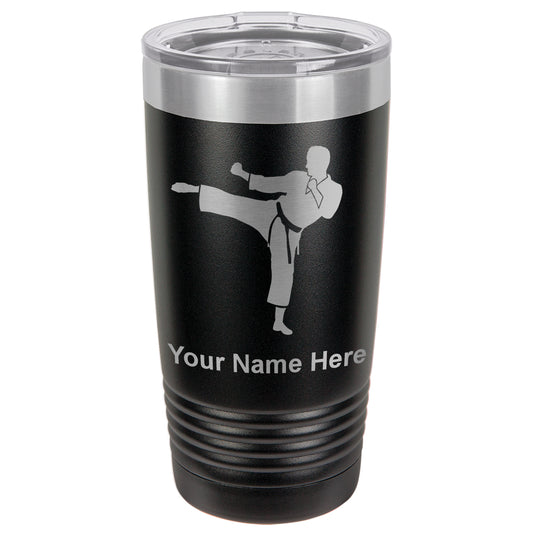 20oz Vacuum Insulated Tumbler Mug, Karate Man, Personalized Engraving Included