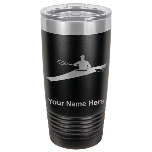 20oz Vacuum Insulated Tumbler Mug, Kayak Man, Personalized Engraving Included