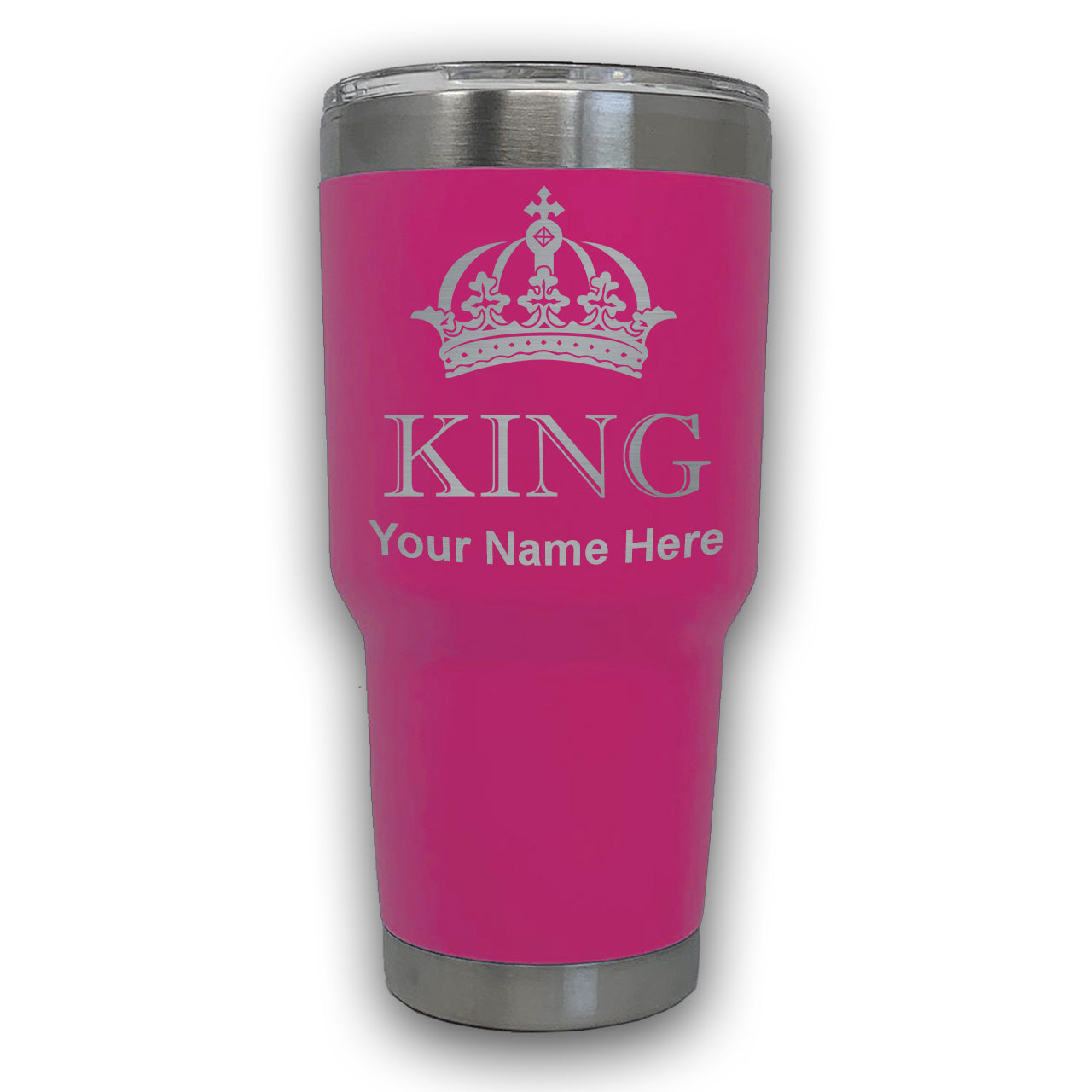 LaserGram 30oz Tumbler Mug, King Crown, Personalized Engraving Included