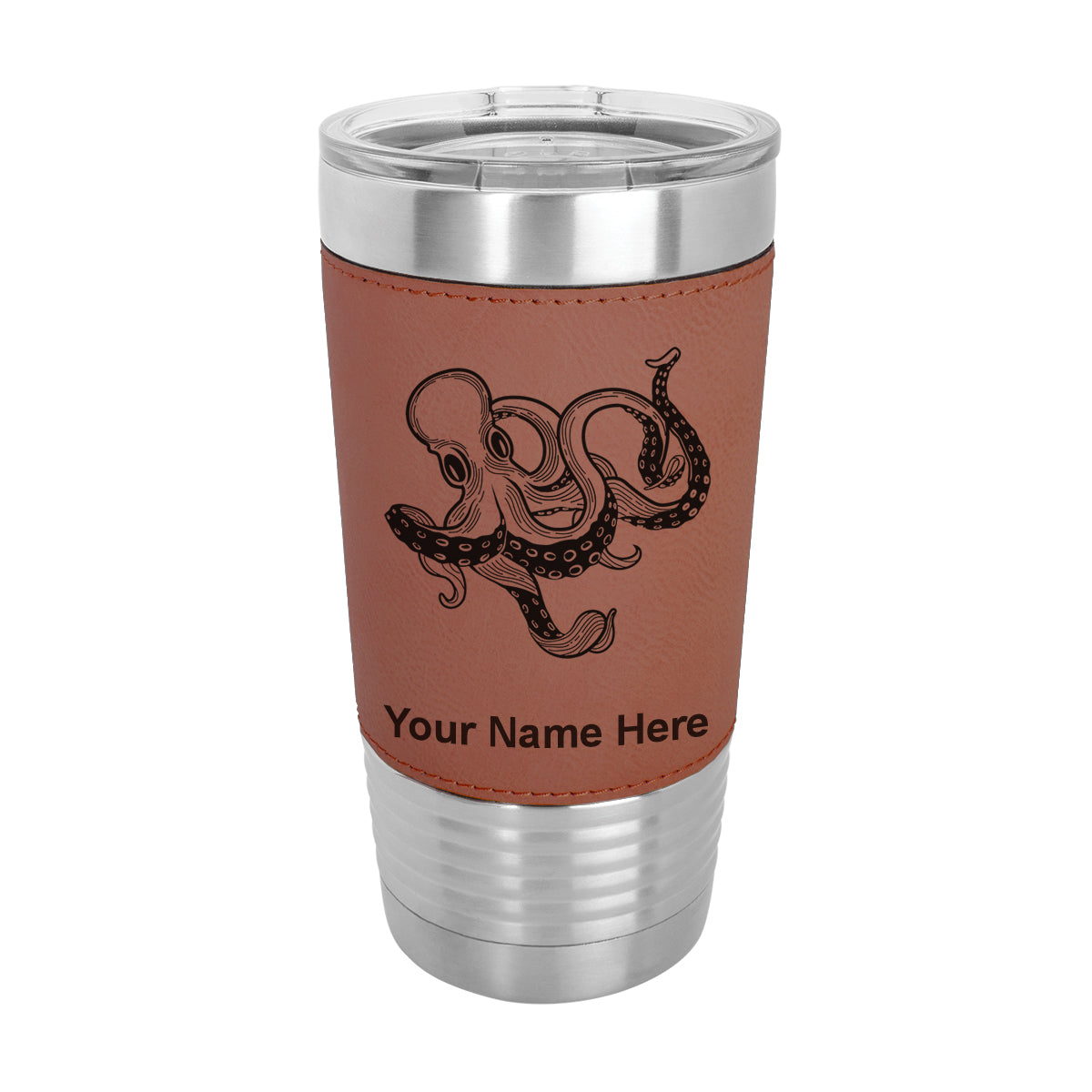 20oz Faux Leather Tumbler Mug, Kraken, Personalized Engraving Included - LaserGram Custom Engraved Gifts