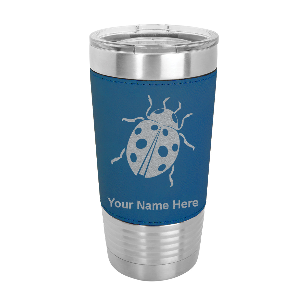 20oz Faux Leather Tumbler Mug, Ladybug, Personalized Engraving Included - LaserGram Custom Engraved Gifts