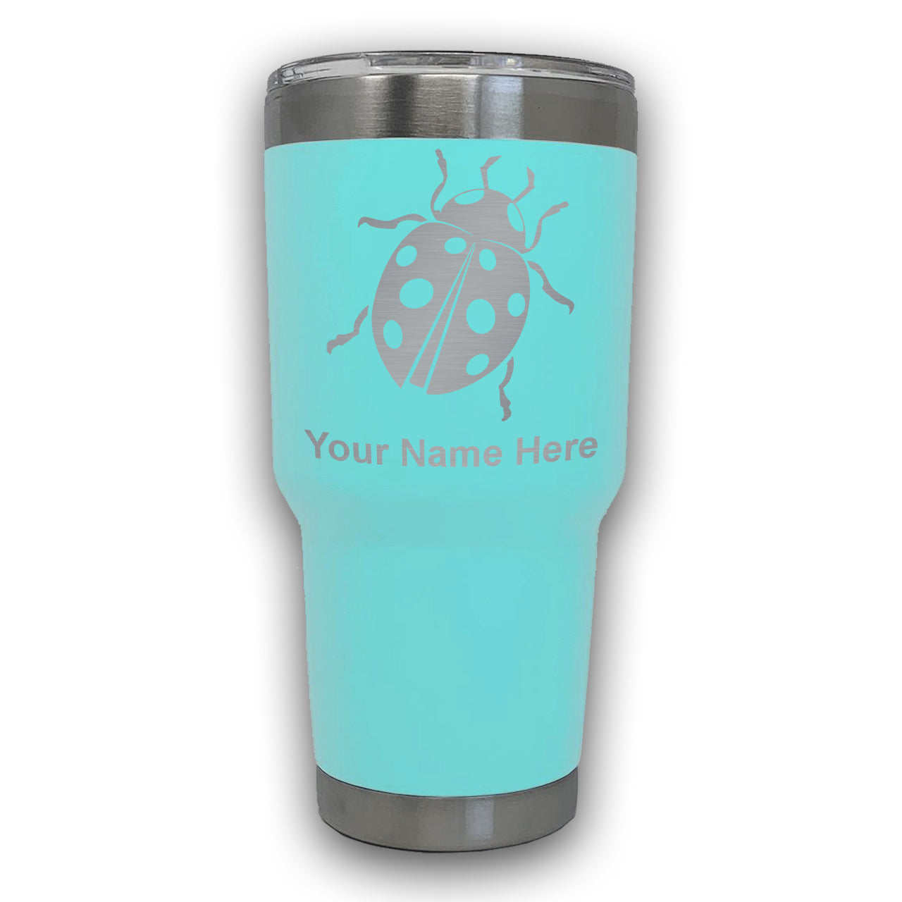 LaserGram 30oz Tumbler Mug, Ladybug, Personalized Engraving Included