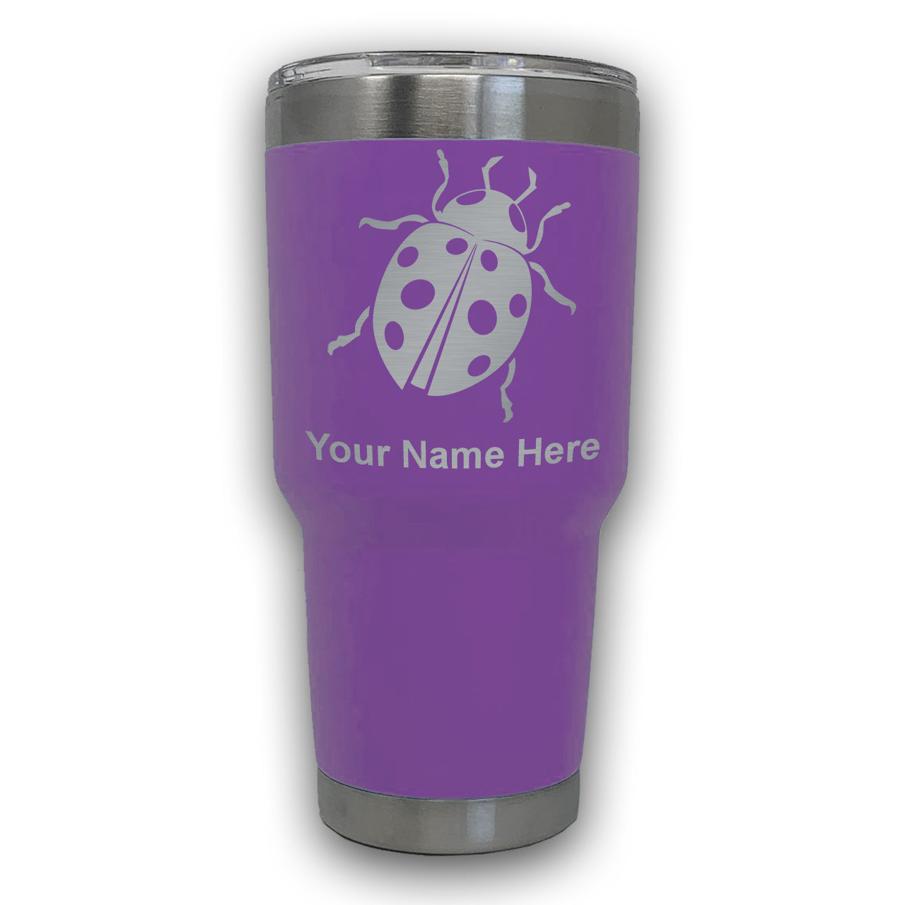 LaserGram 30oz Tumbler Mug, Ladybug, Personalized Engraving Included