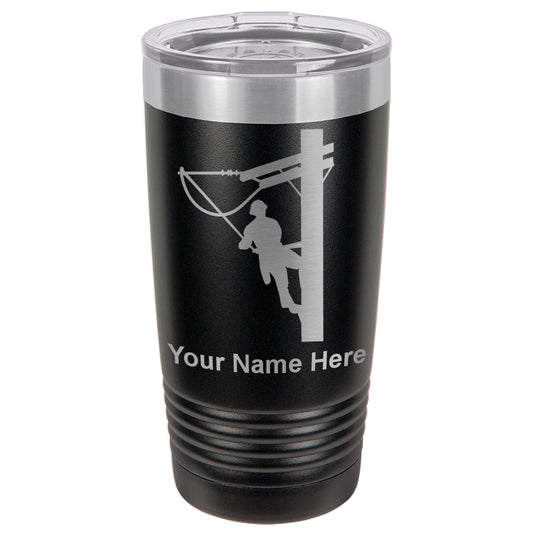 20oz Vacuum Insulated Tumbler Mug, Lineman, Personalized Engraving Included