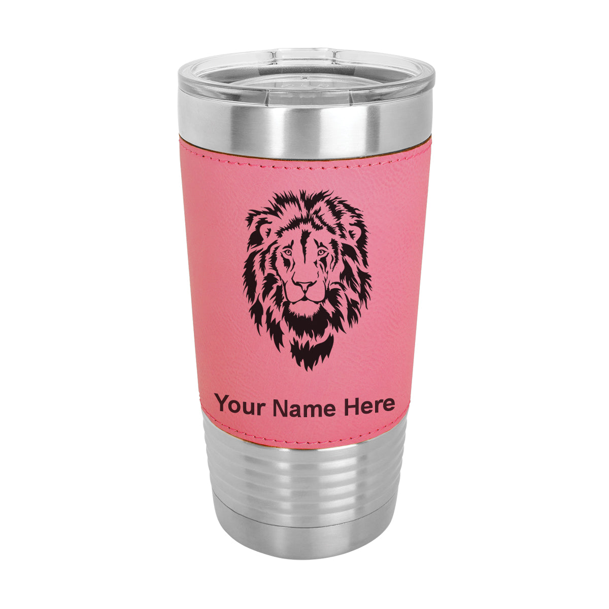 20oz Faux Leather Tumbler Mug, Lion Head, Personalized Engraving Included - LaserGram Custom Engraved Gifts