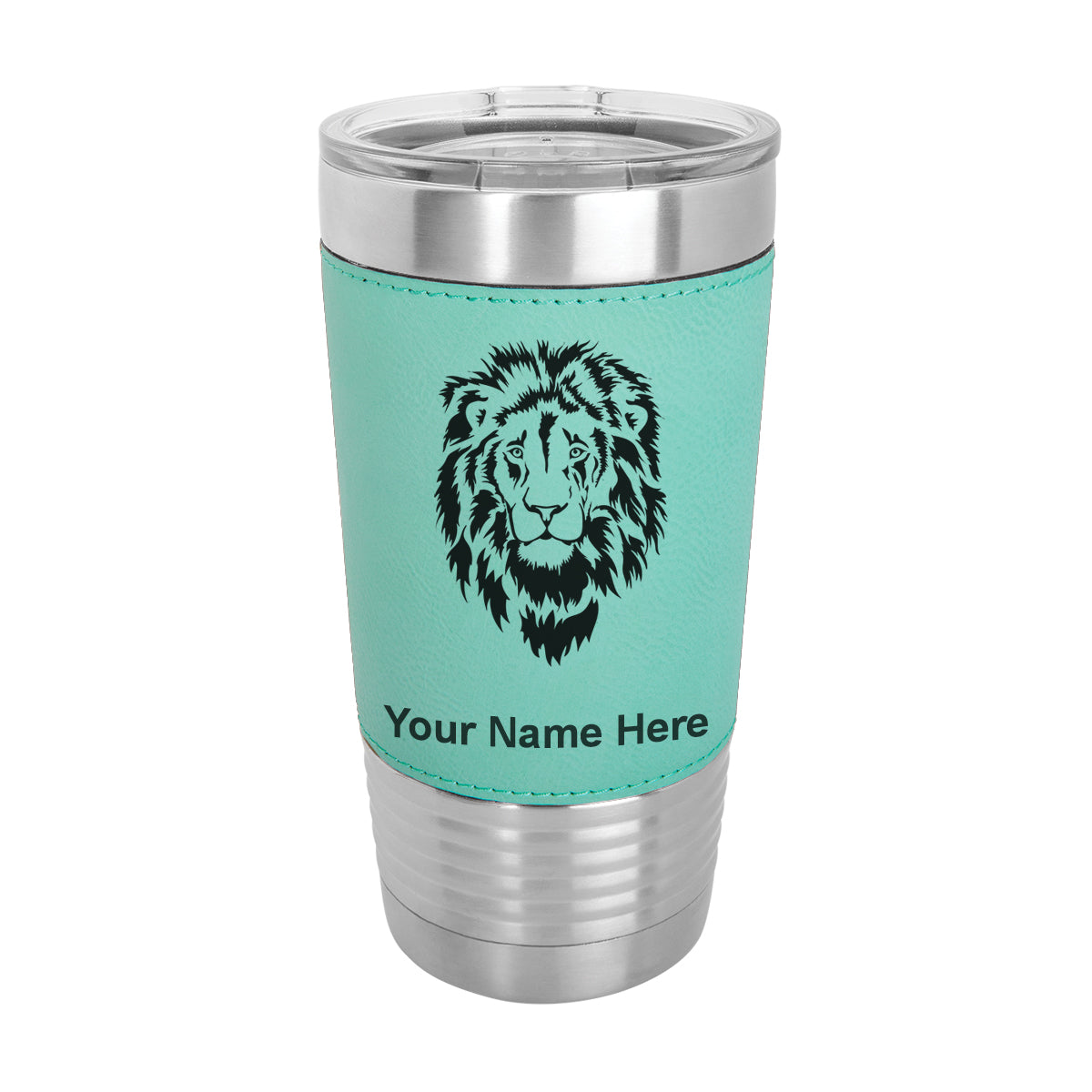 20oz Faux Leather Tumbler Mug, Lion Head, Personalized Engraving Included - LaserGram Custom Engraved Gifts