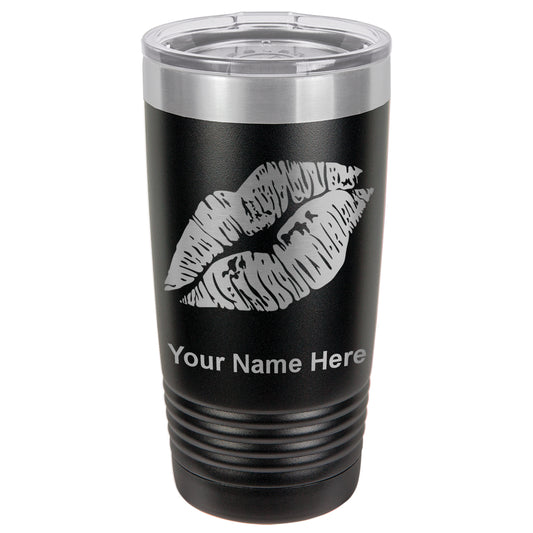 20oz Vacuum Insulated Tumbler Mug, Lipstick Kiss, Personalized Engraving Included