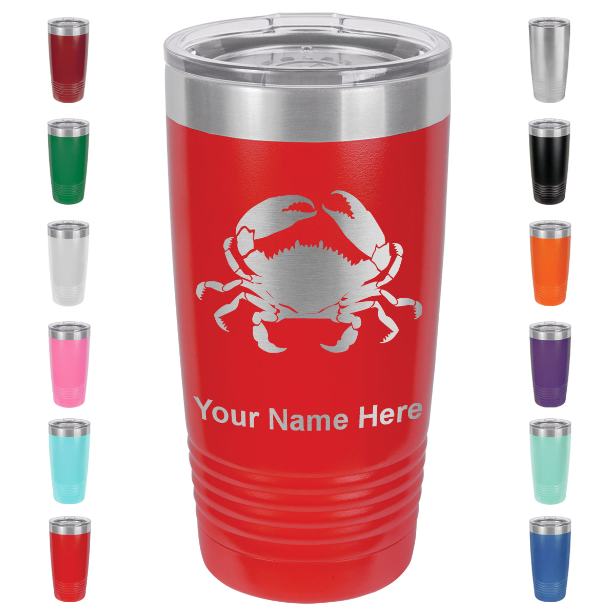 20oz Vacuum Insulated Tumbler Mug, Crab, Personalized Engraving Included