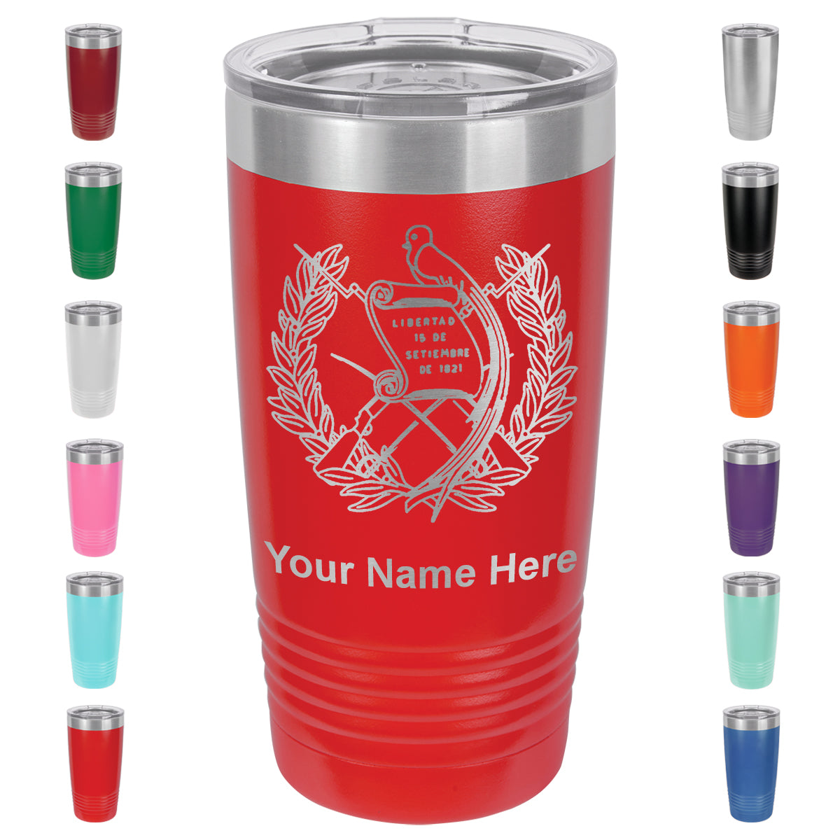 20oz Vacuum Insulated Tumbler Mug, Flag of Guatemala, Personalized Engraving Included