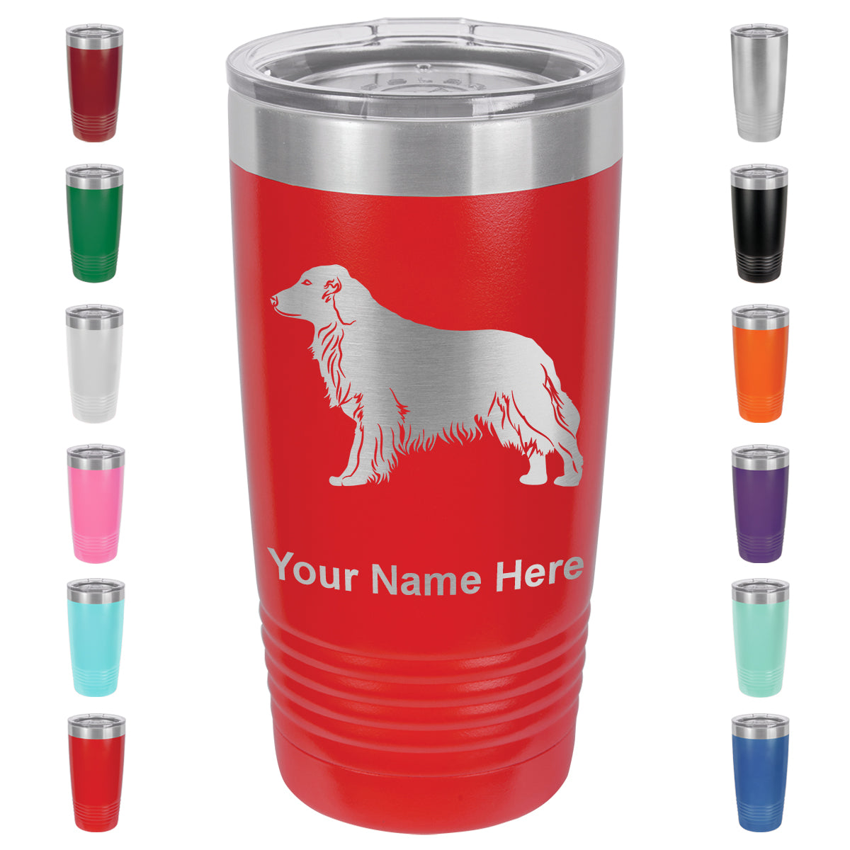 20oz Vacuum Insulated Tumbler Mug, Golden Retriever Dog, Personalized Engraving Included