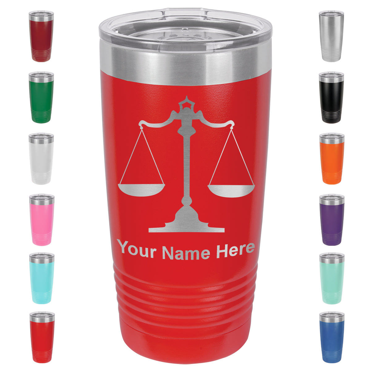 20oz Vacuum Insulated Tumbler Mug, Law Scale, Personalized Engraving Included