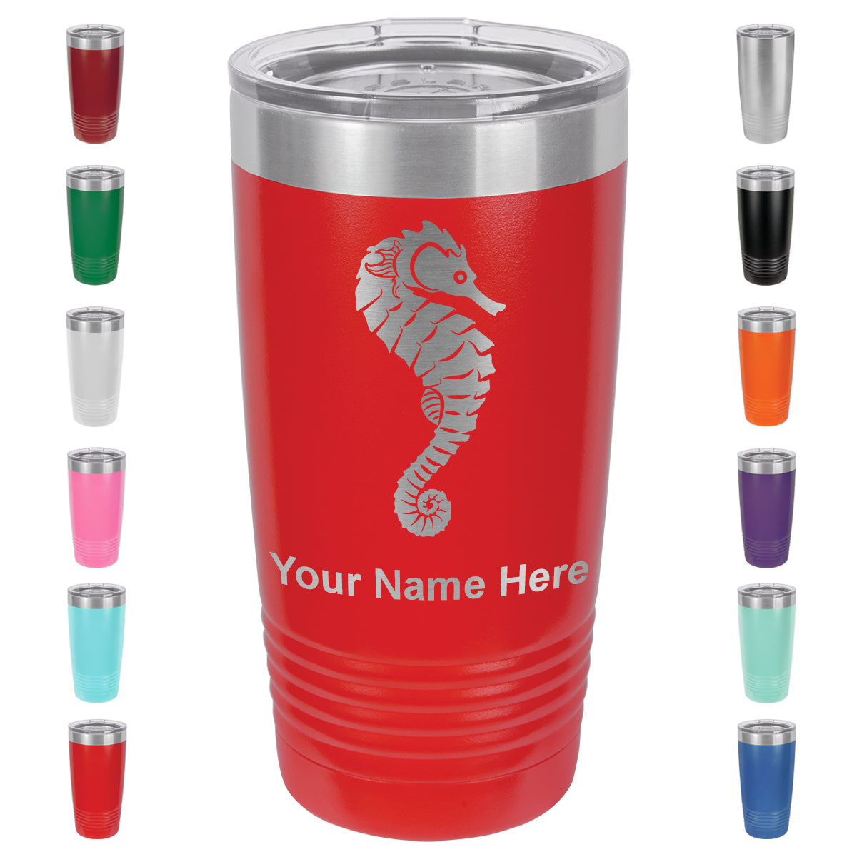 20oz Vacuum Insulated Tumbler Mug, Seahorse, Personalized Engraving Included