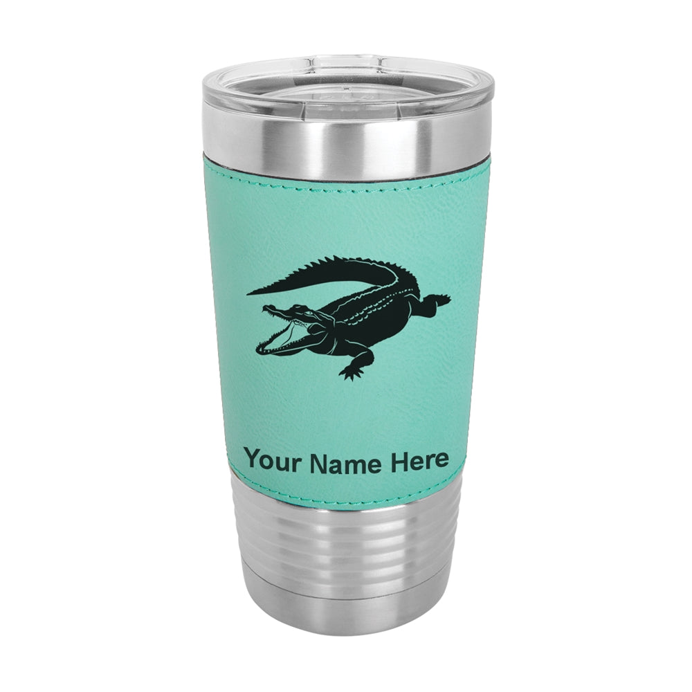 20oz Faux Leather Tumbler Mug, Alligator, Personalized Engraving Included - LaserGram Custom Engraved Gifts