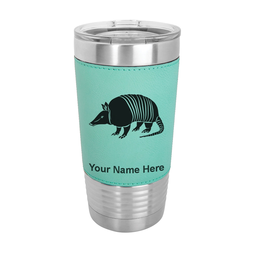 20oz Faux Leather Tumbler Mug, Armadillo, Personalized Engraving Included - LaserGram Custom Engraved Gifts