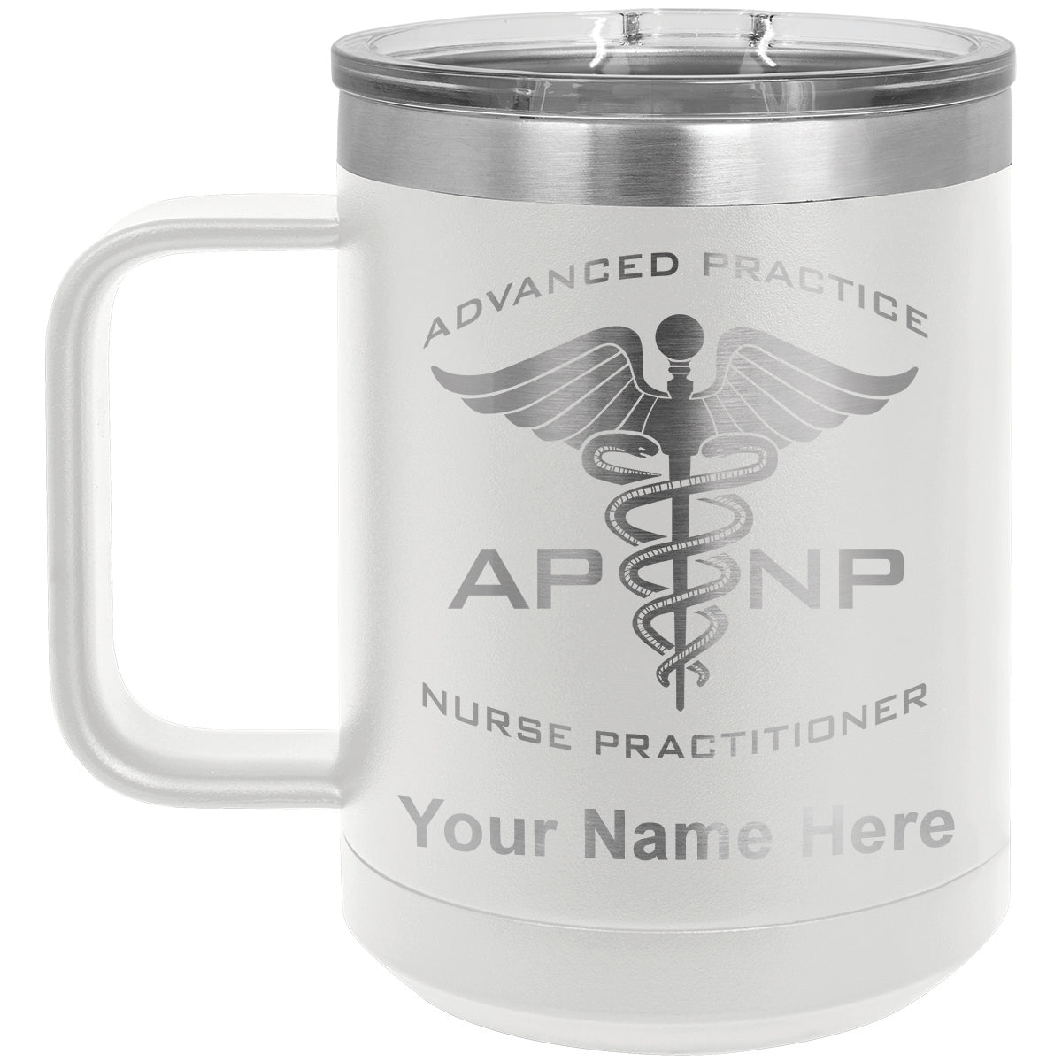 15oz Vacuum Insulated Coffee Mug, APNP Advanced Practice Nurse Practitioner, Personalized Engraving Included