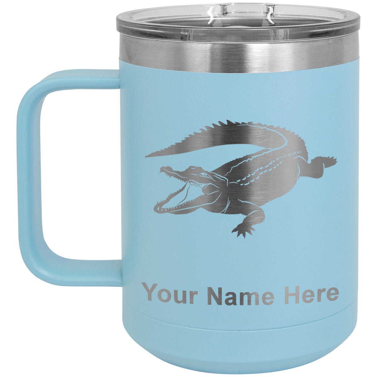 15oz Vacuum Insulated Coffee Mug, Alligator, Personalized Engraving Included