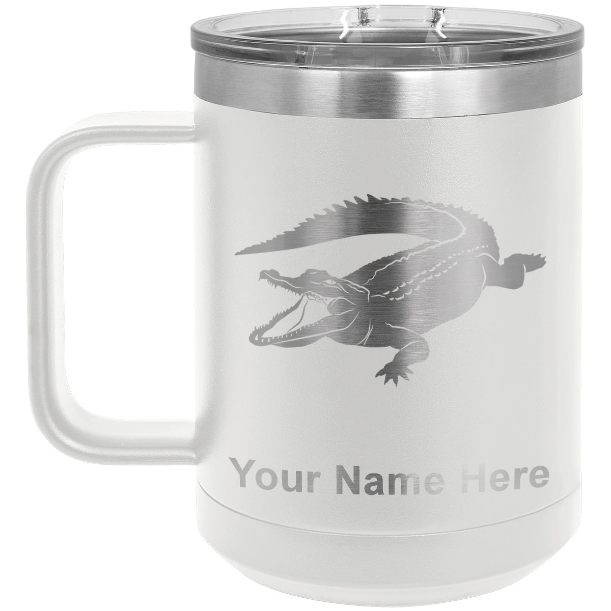 15oz Vacuum Insulated Coffee Mug, Alligator, Personalized Engraving Included