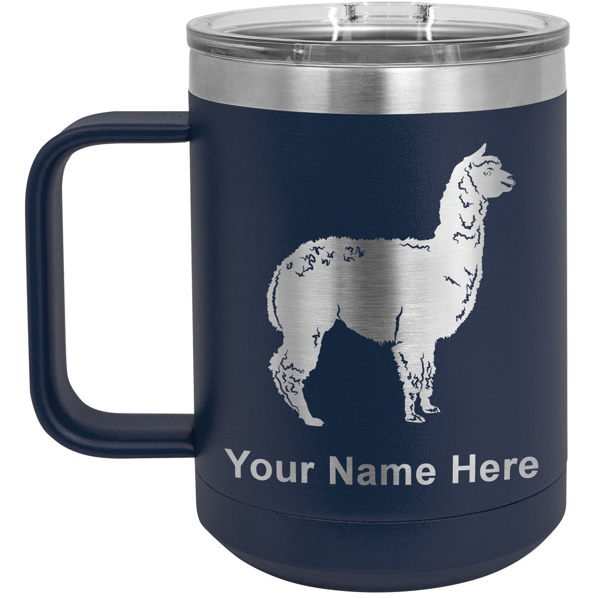 15oz Vacuum Insulated Coffee Mug, Alpaca, Personalized Engraving Included