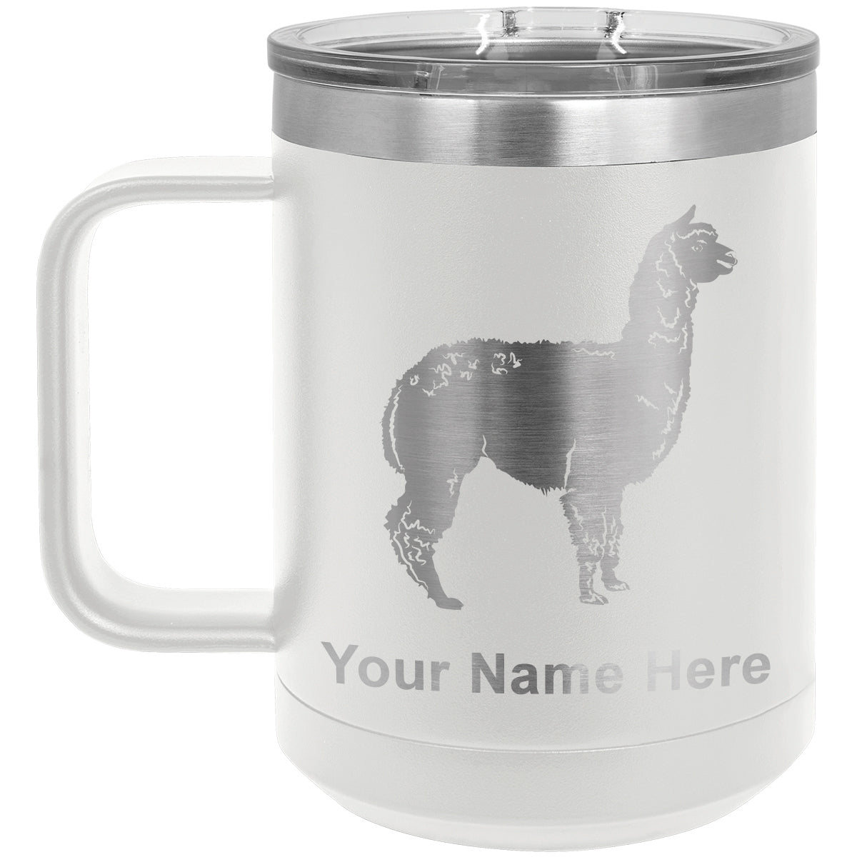 15oz Vacuum Insulated Coffee Mug, Alpaca, Personalized Engraving Included