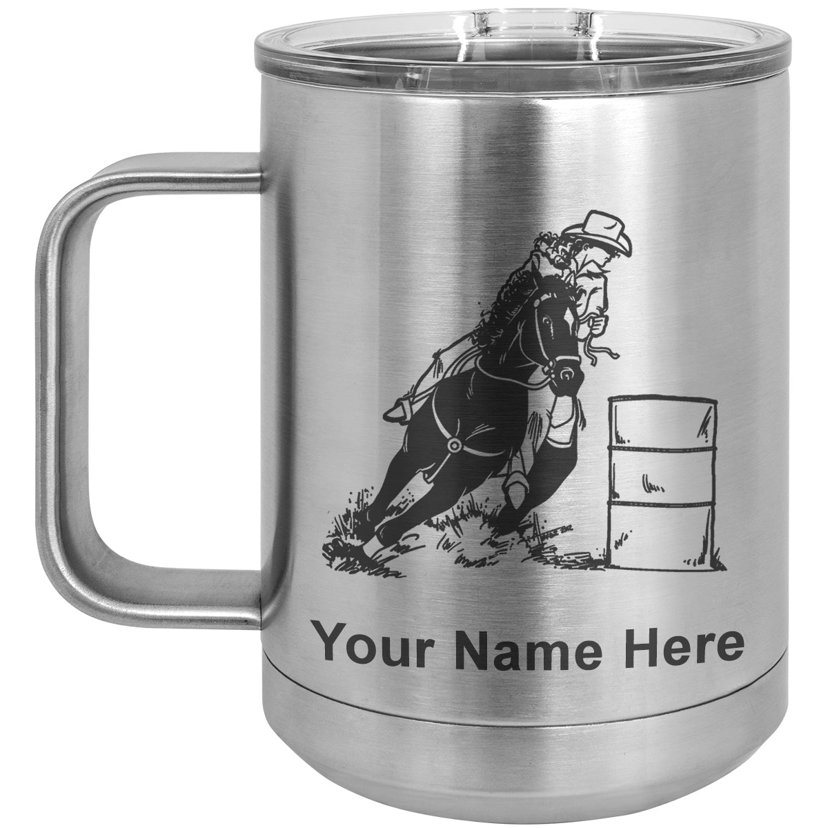 15oz Vacuum Insulated Coffee Mug, Barrel Racer, Personalized Engraving Included