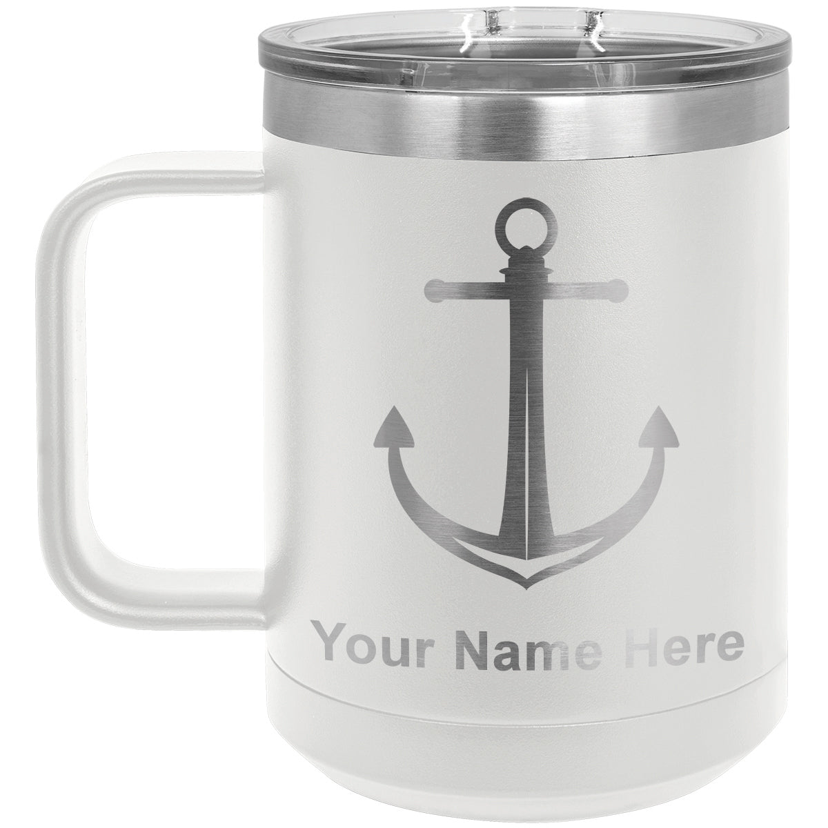 15oz Vacuum Insulated Coffee Mug, Boat Anchor, Personalized Engraving Included