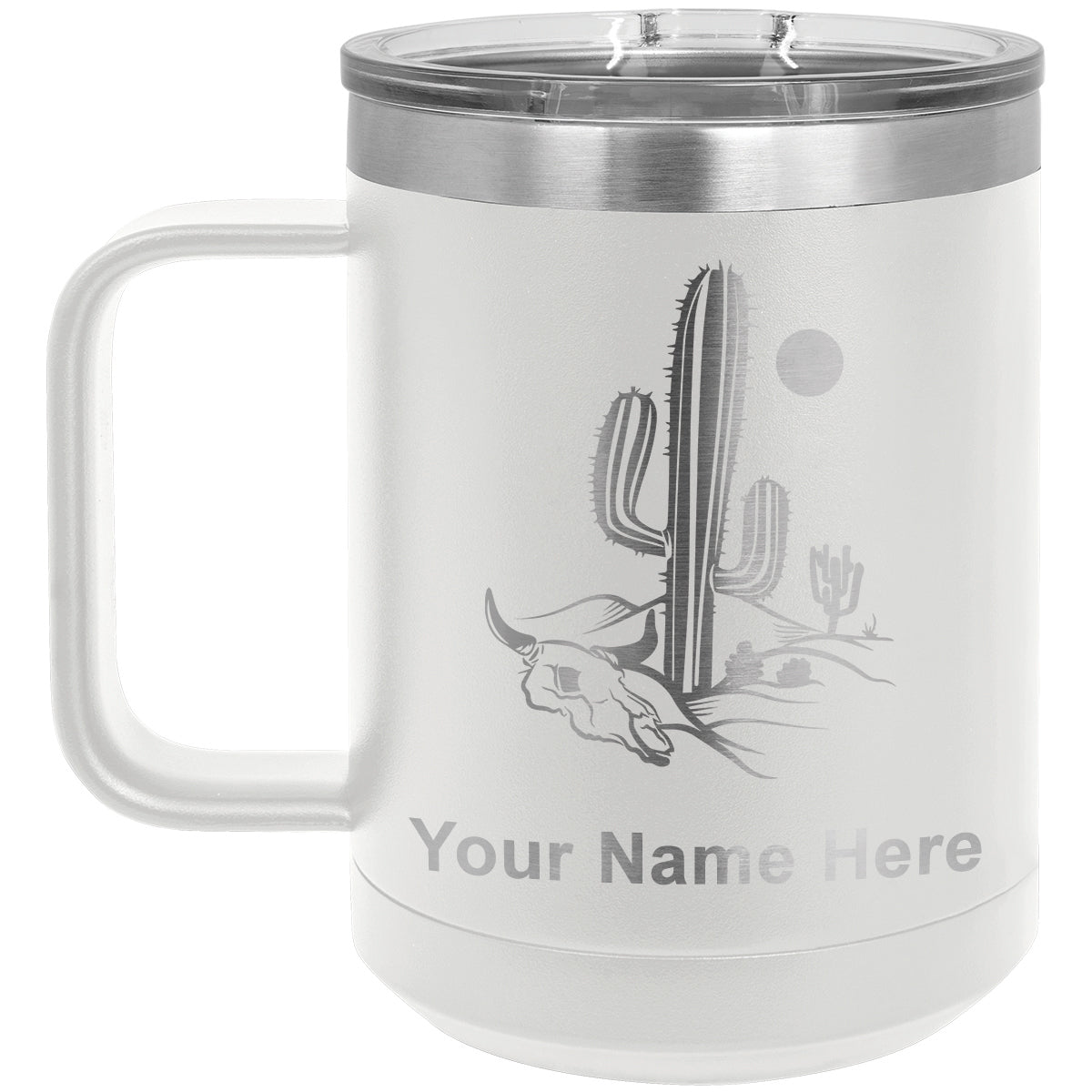 15oz Vacuum Insulated Coffee Mug, Cactus, Personalized Engraving Included