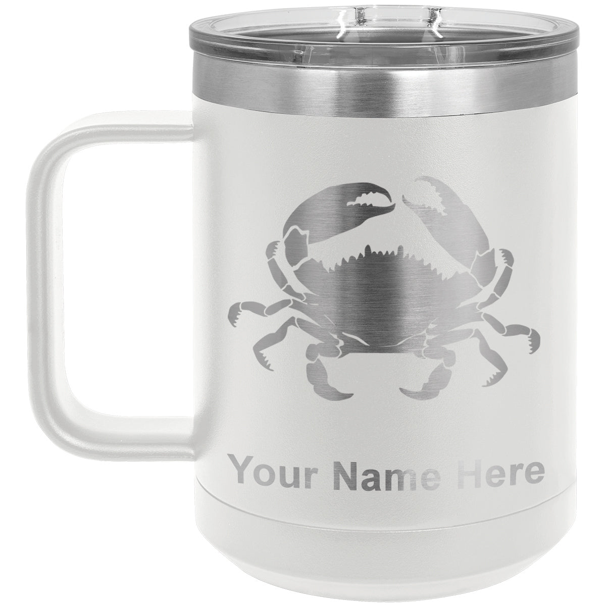 15oz Vacuum Insulated Coffee Mug, Crab, Personalized Engraving Included