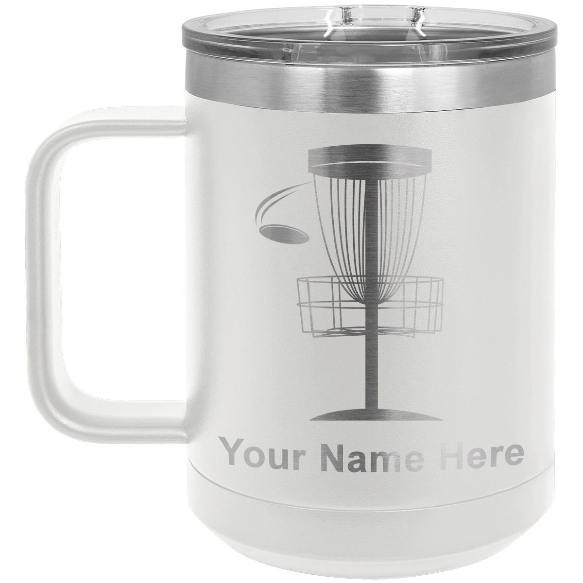 15oz Vacuum Insulated Coffee Mug, Disc Golf, Personalized Engraving Included