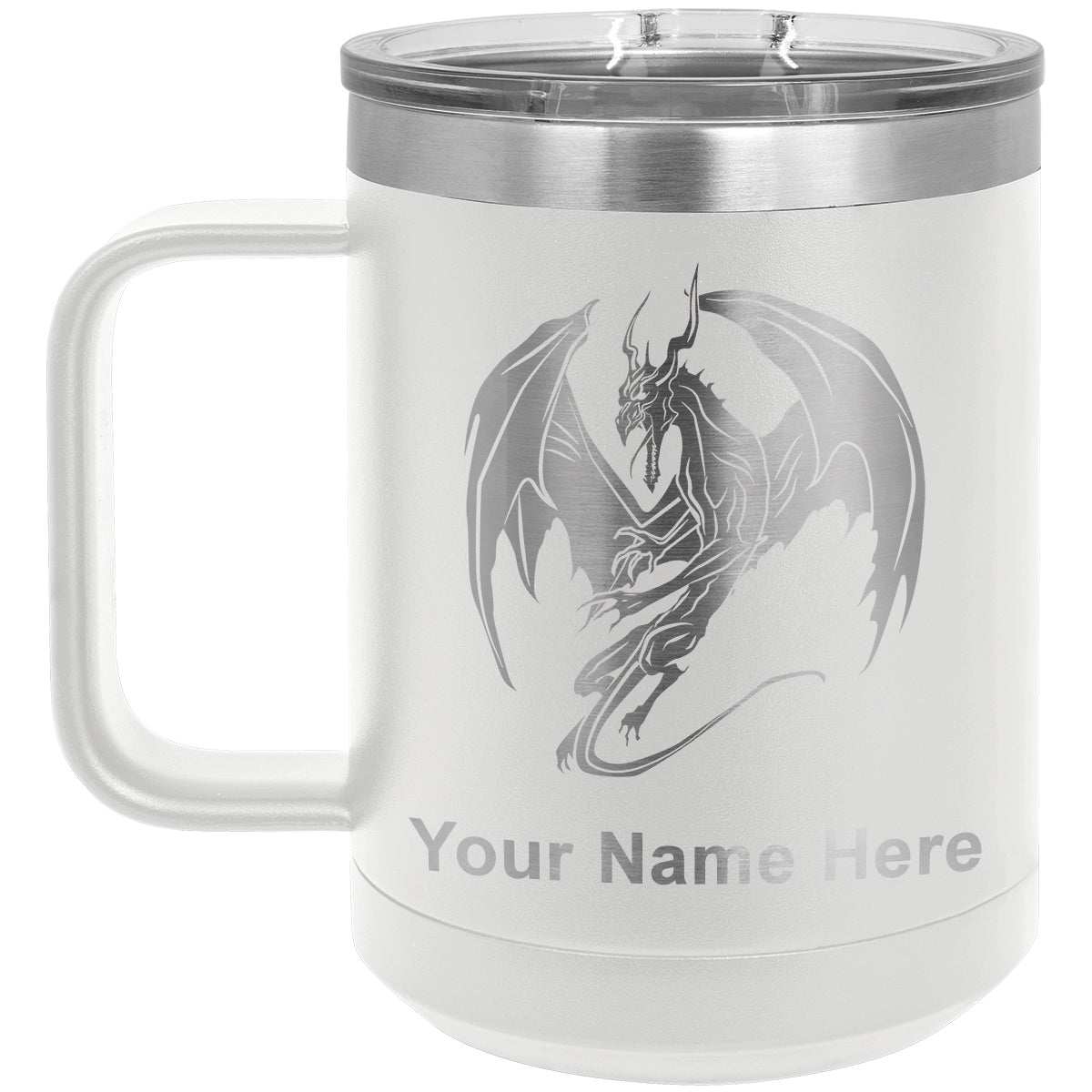 15oz Vacuum Insulated Coffee Mug, Dragon, Personalized Engraving Included