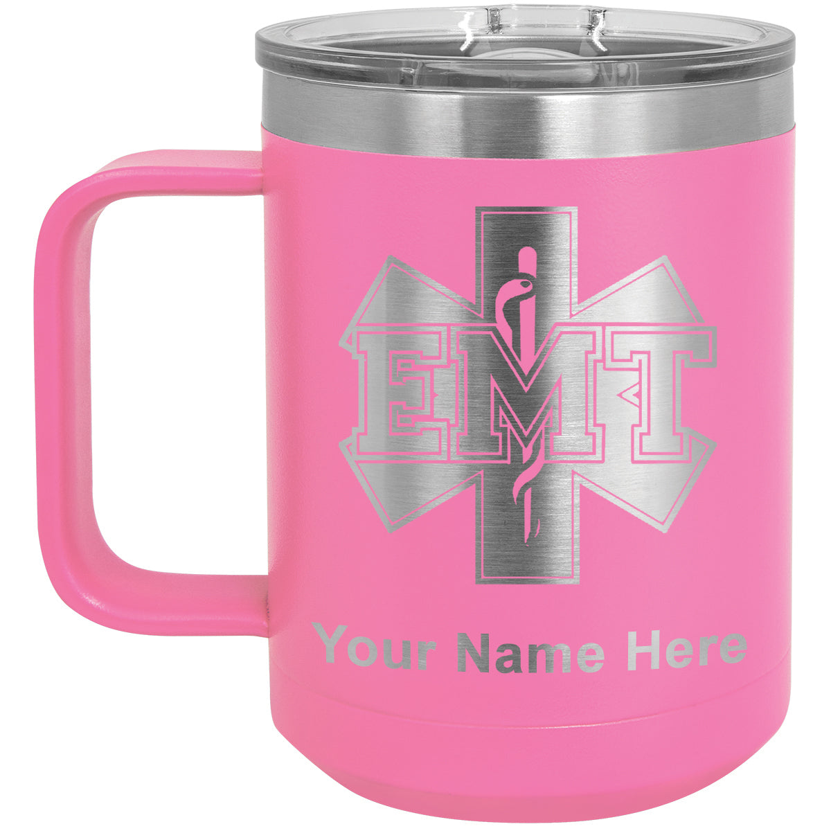15oz Vacuum Insulated Coffee Mug, EMT Emergency Medical Technician, Personalized Engraving Included
