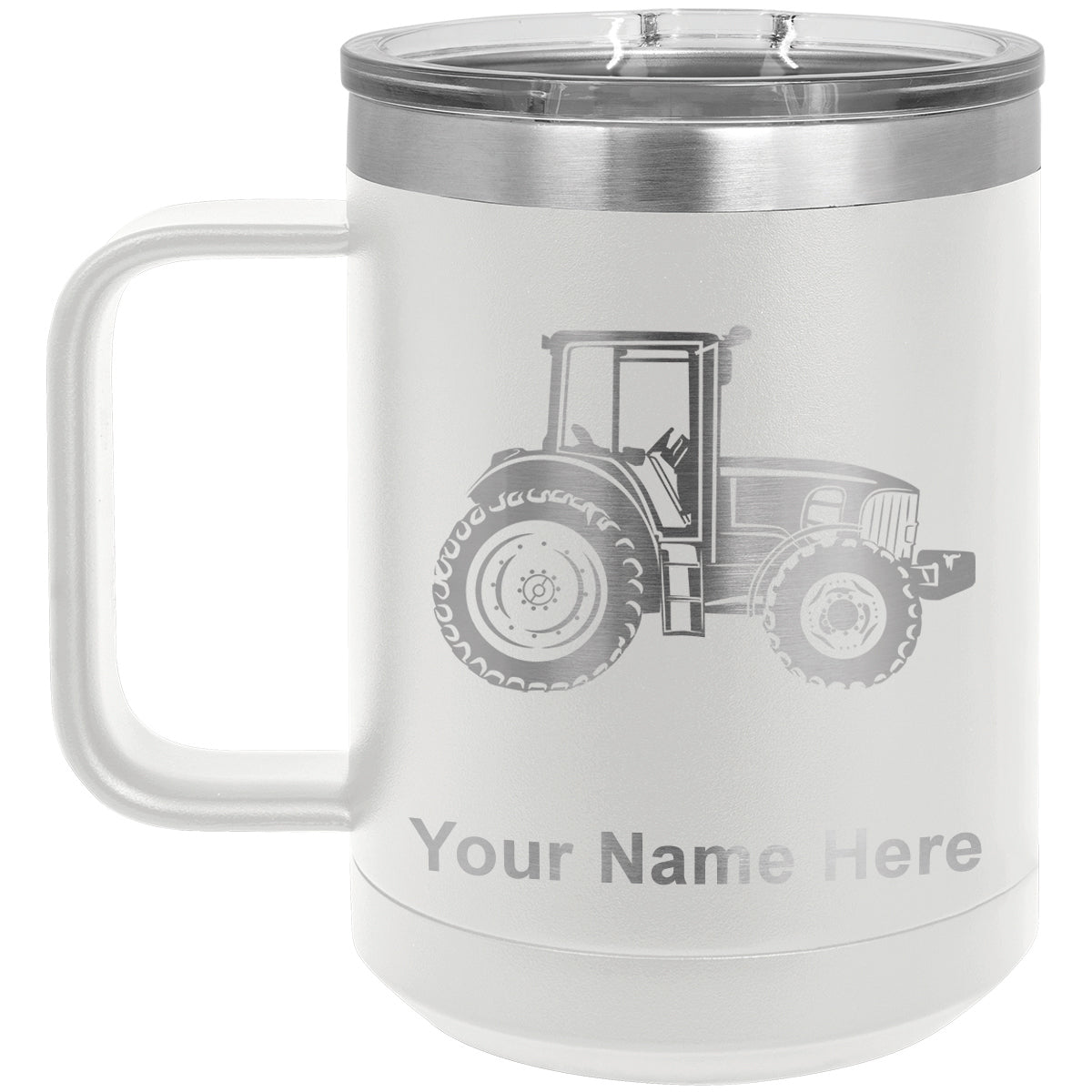 15oz Vacuum Insulated Coffee Mug, Farm Tractor, Personalized Engraving Included