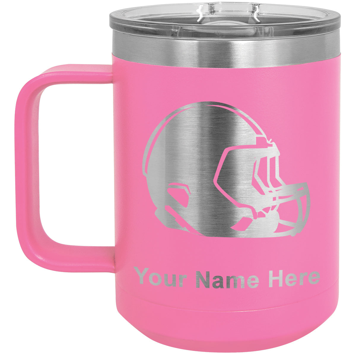15oz Vacuum Insulated Coffee Mug, Football Helmet, Personalized Engraving Included