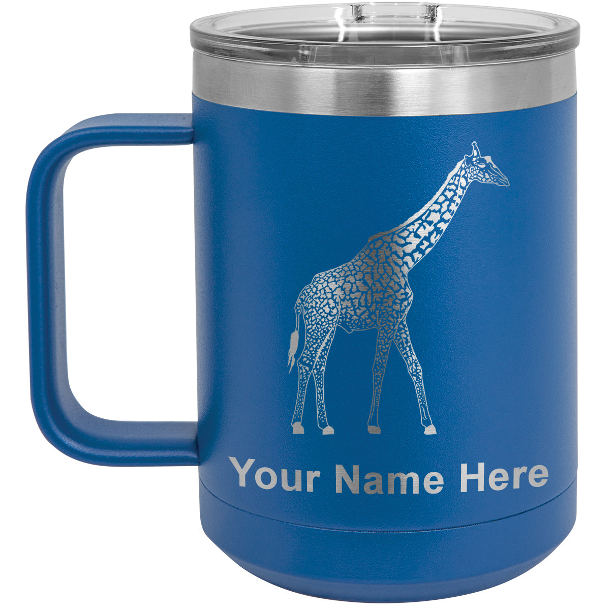 15oz Vacuum Insulated Coffee Mug, Giraffe, Personalized Engraving Included
