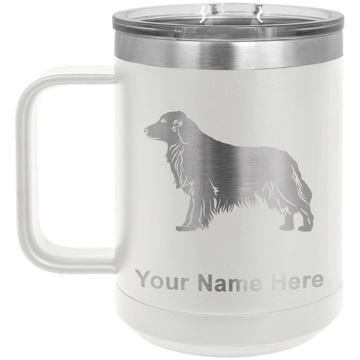 15oz Vacuum Insulated Coffee Mug, Golden Retriever Dog, Personalized Engraving Included