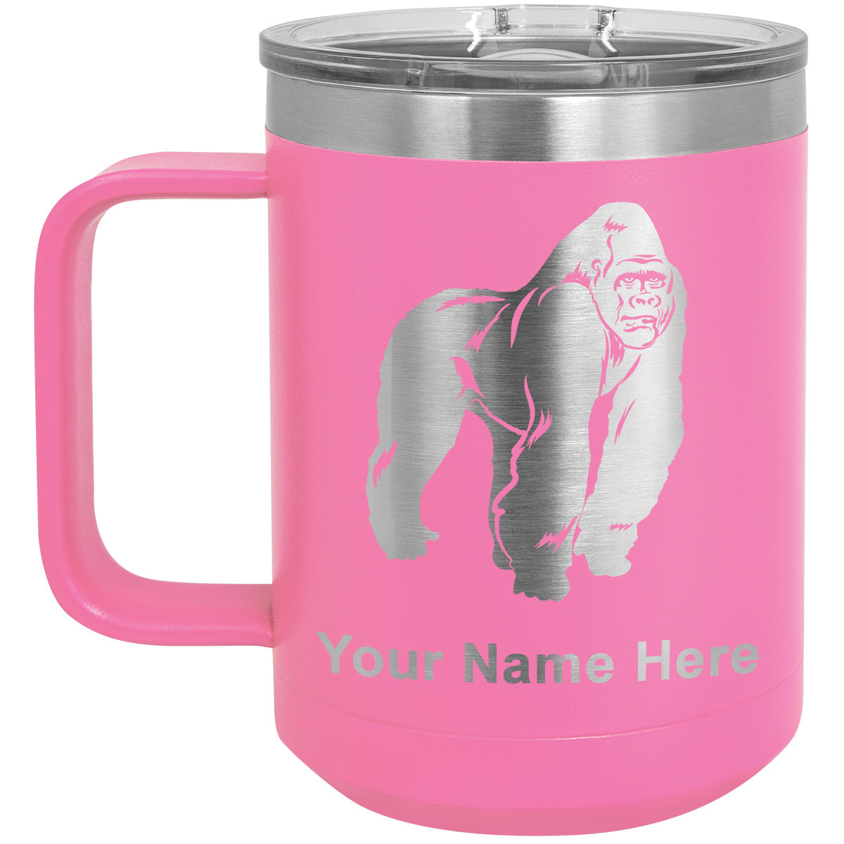 15oz Vacuum Insulated Coffee Mug, Gorilla, Personalized Engraving Included
