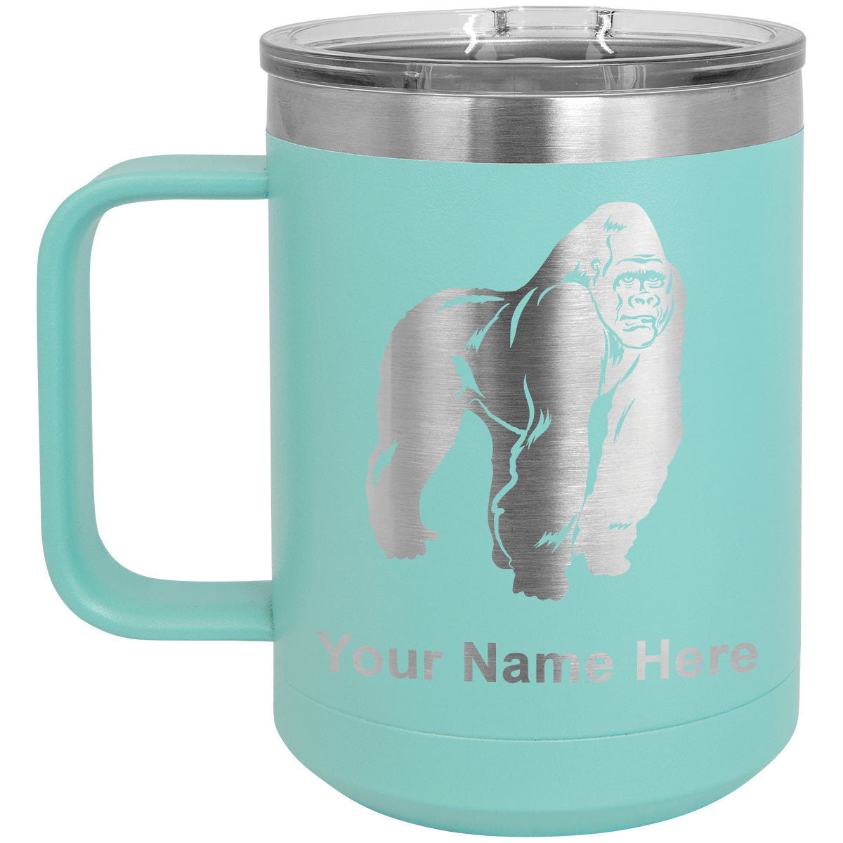 15oz Vacuum Insulated Coffee Mug, Gorilla, Personalized Engraving Included