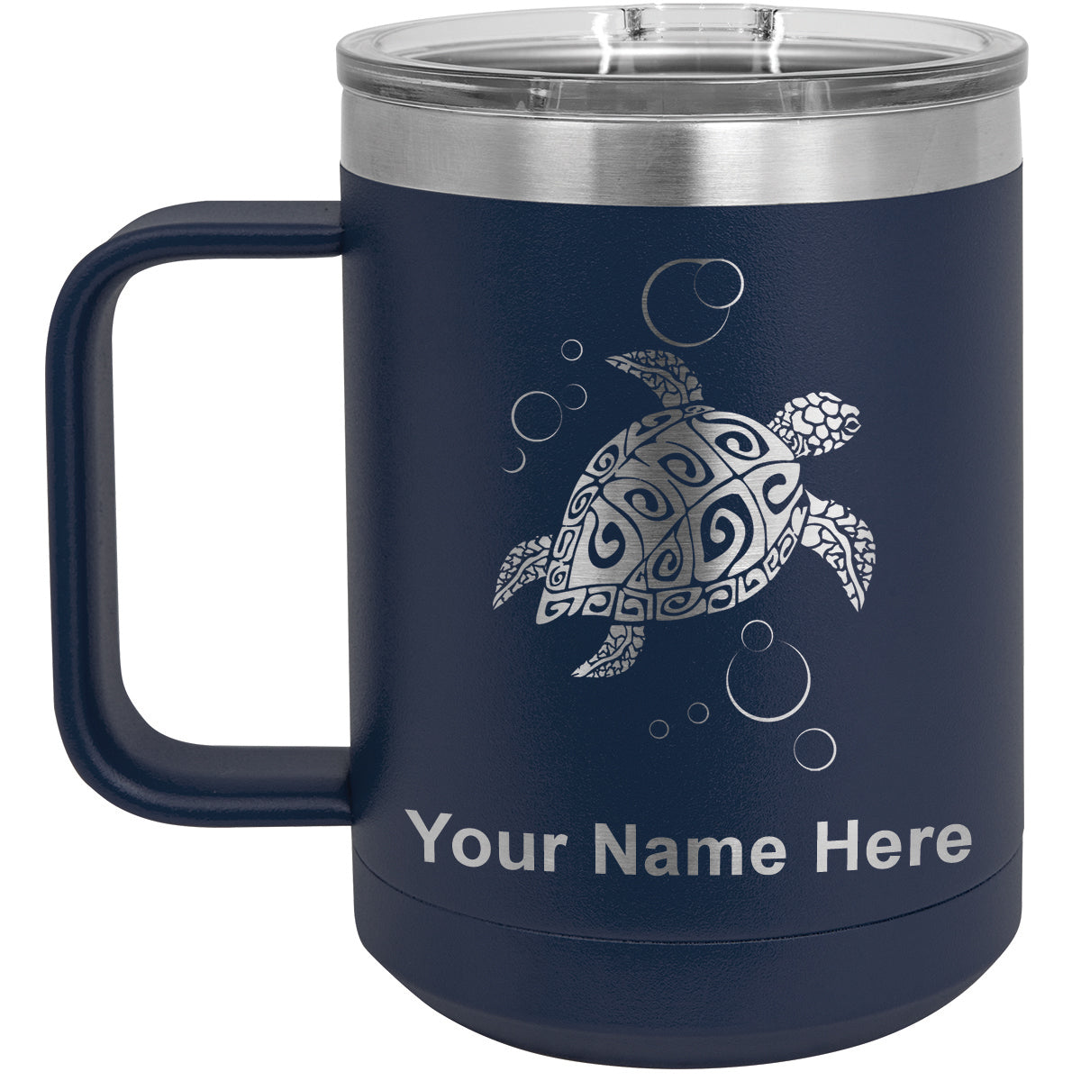 15oz Vacuum Insulated Coffee Mug, Hawaiian Sea Turtle, Personalized Engraving Included