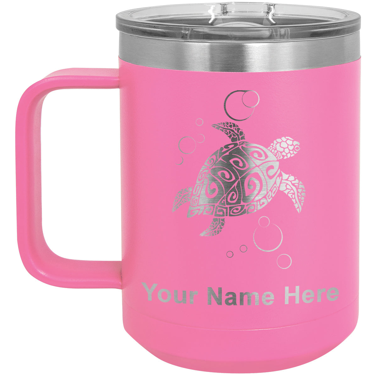 15oz Vacuum Insulated Coffee Mug, Hawaiian Sea Turtle, Personalized Engraving Included