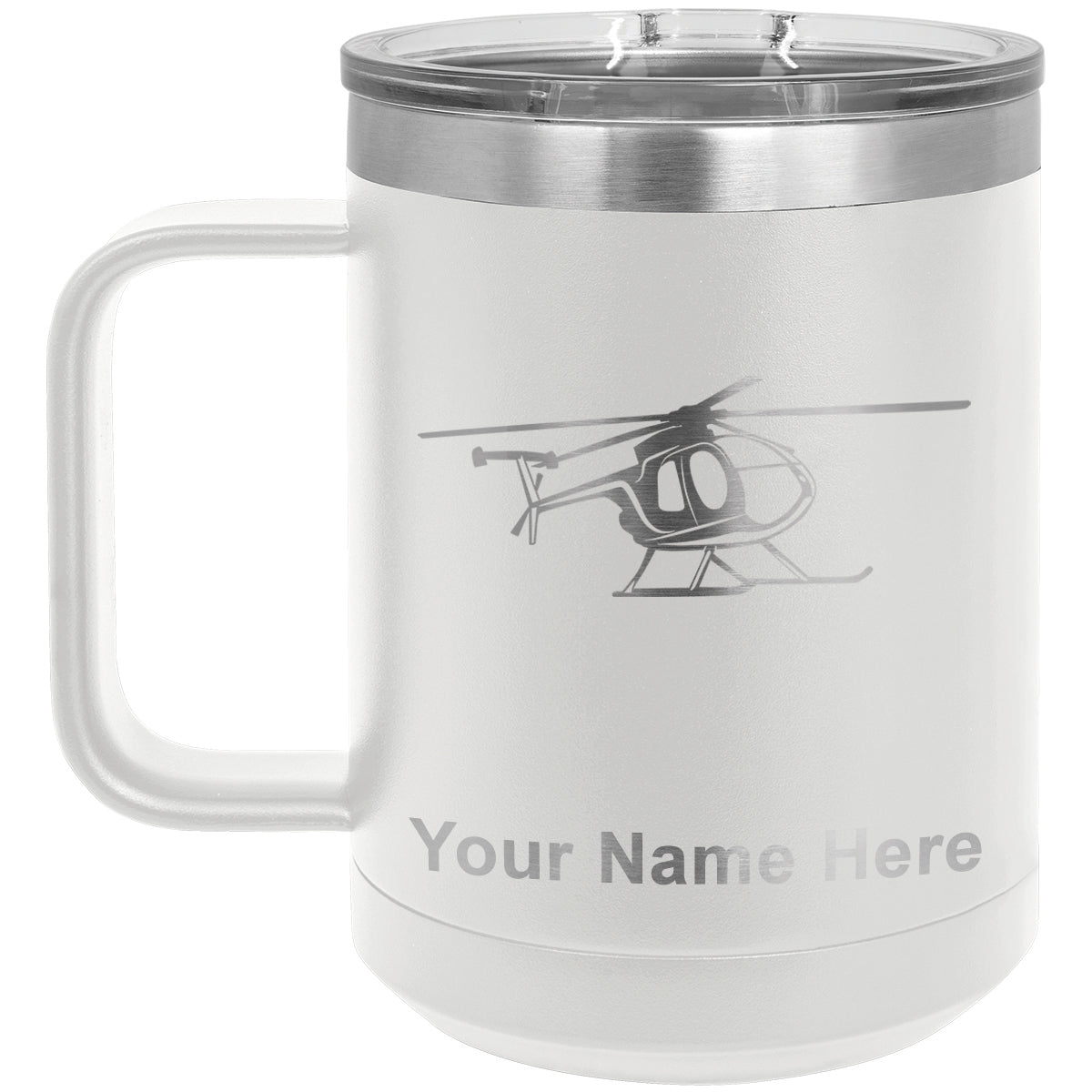 15oz Vacuum Insulated Coffee Mug, Helicopter 1, Personalized Engraving Included