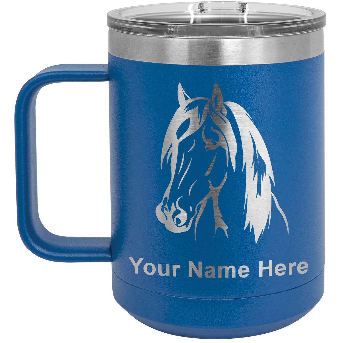 15oz Vacuum Insulated Coffee Mug, Horse Head 1, Personalized Engraving Included