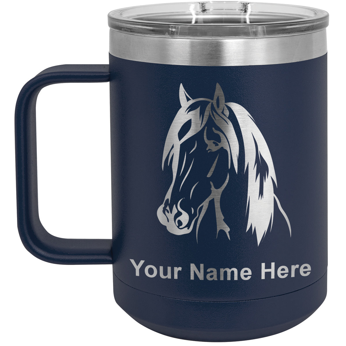 15oz Vacuum Insulated Coffee Mug, Horse Head 1, Personalized Engraving Included