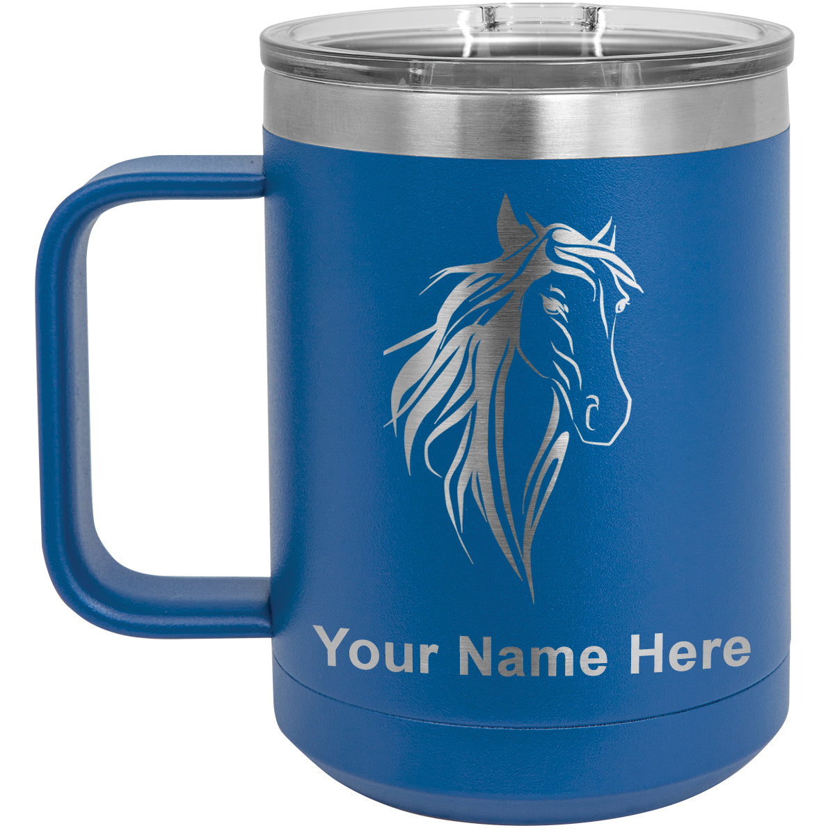 15oz Vacuum Insulated Coffee Mug, Horse Head 3, Personalized Engraving Included