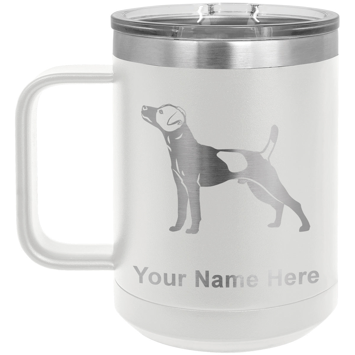 15oz Vacuum Insulated Coffee Mug, Jack Russell Terrier Dog, Personalized Engraving Included