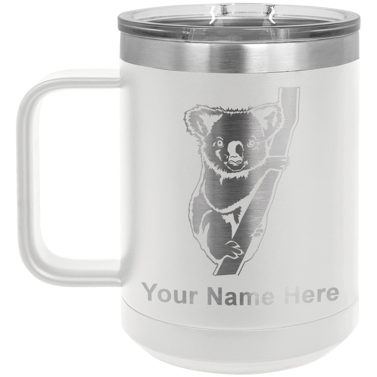 15oz Vacuum Insulated Coffee Mug, Koala Bear, Personalized Engraving Included