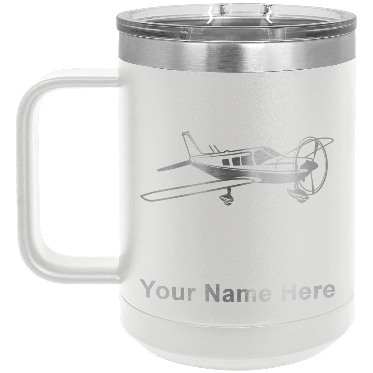 15oz Vacuum Insulated Coffee Mug, Low Wing Airplane, Personalized Engraving Included