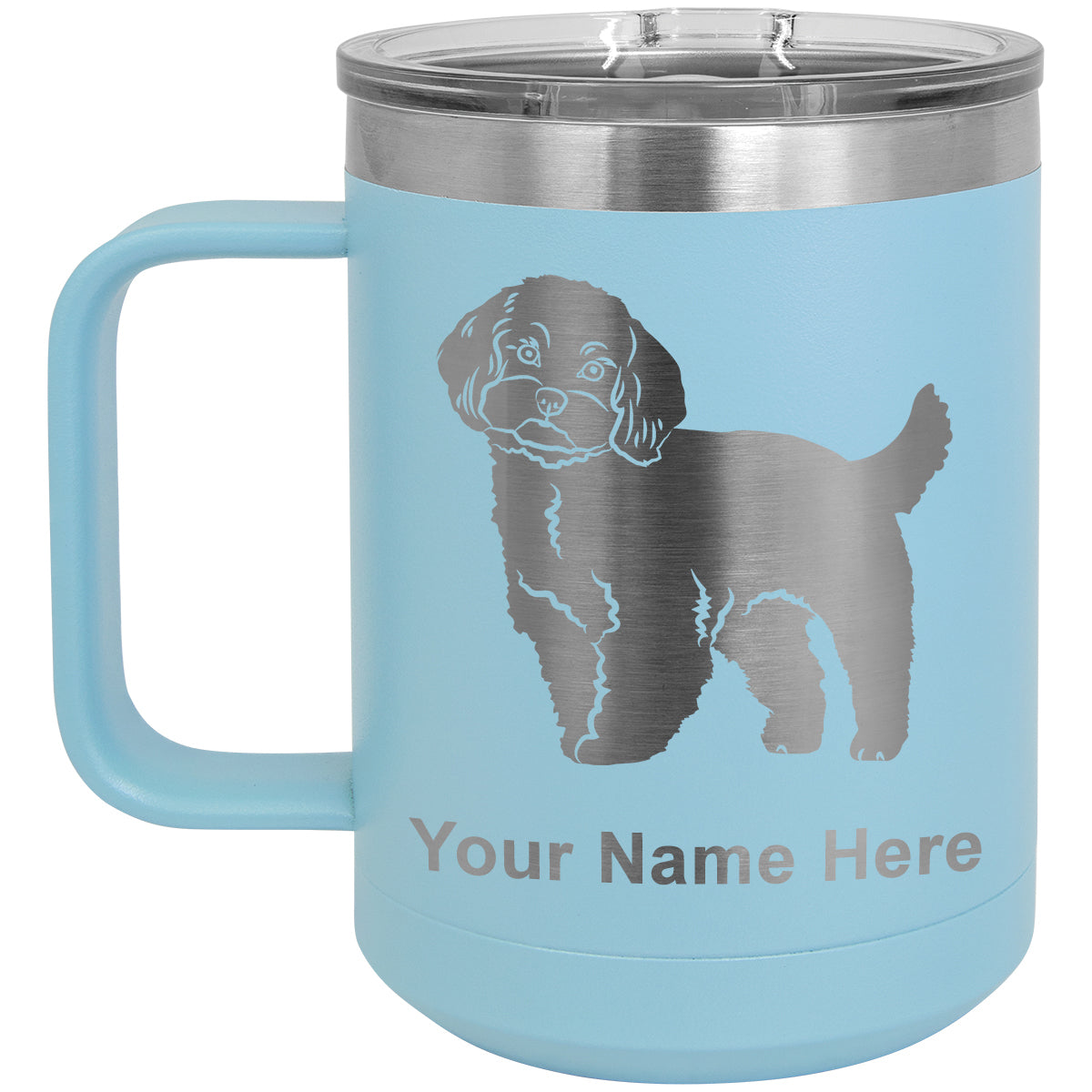 15oz Vacuum Insulated Coffee Mug, Maltese Dog, Personalized Engraving Included