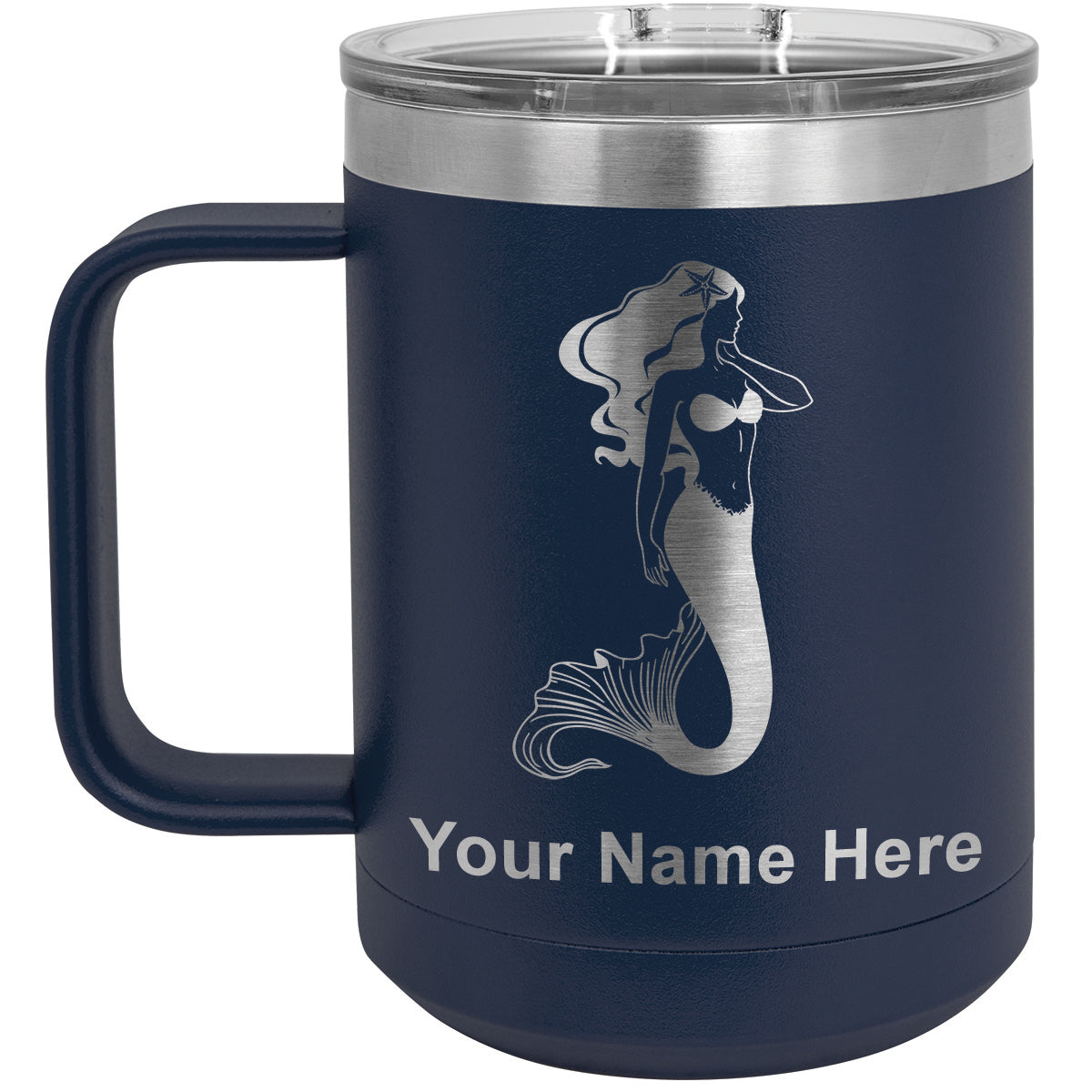 15oz Vacuum Insulated Coffee Mug, Mermaid, Personalized Engraving Included