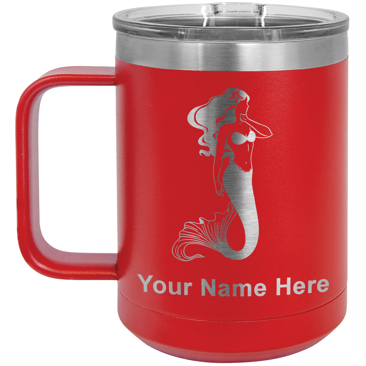 15oz Vacuum Insulated Coffee Mug, Mermaid, Personalized Engraving Included
