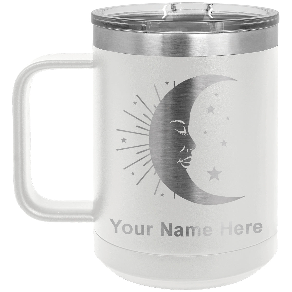 15oz Vacuum Insulated Coffee Mug, Moon, Personalized Engraving Included